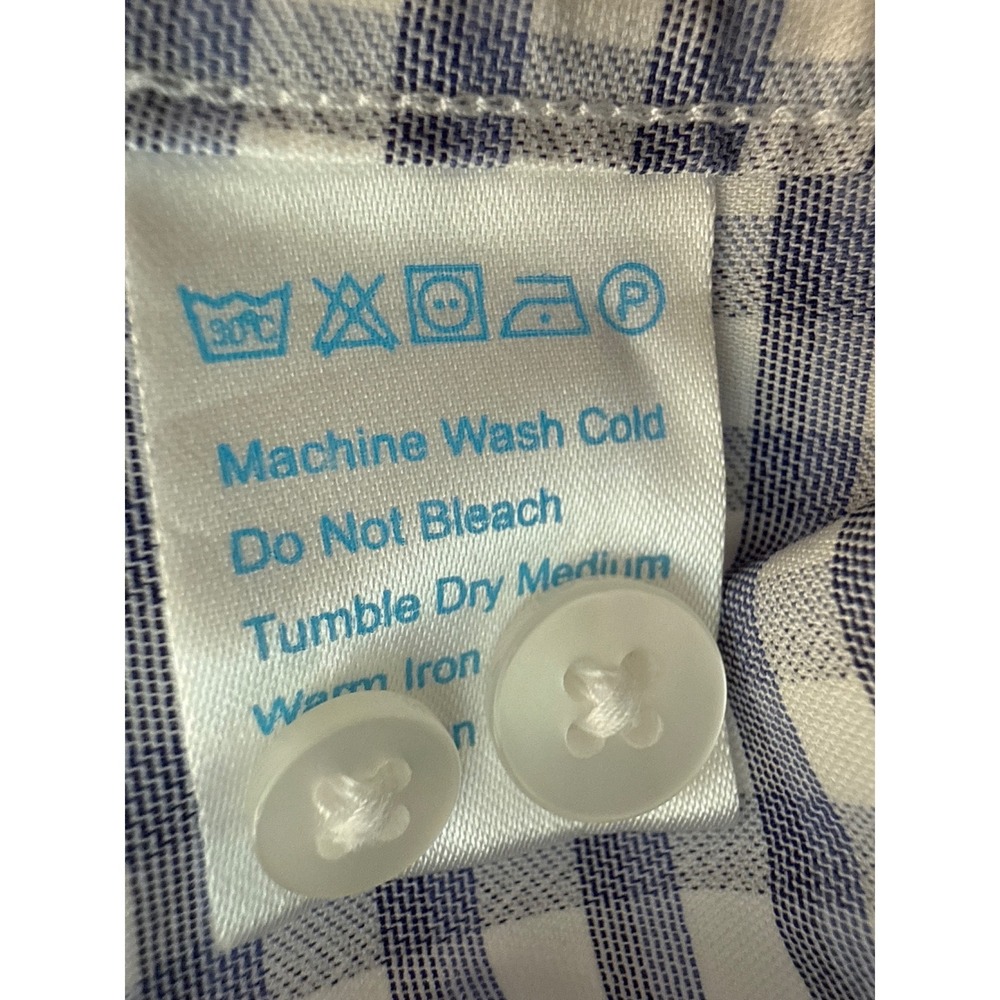 TWILLORY‎ Performance Tailored Fit Dress Shirt Blue/White Check Men's Sz L 34/35 - Picture 11 of 11